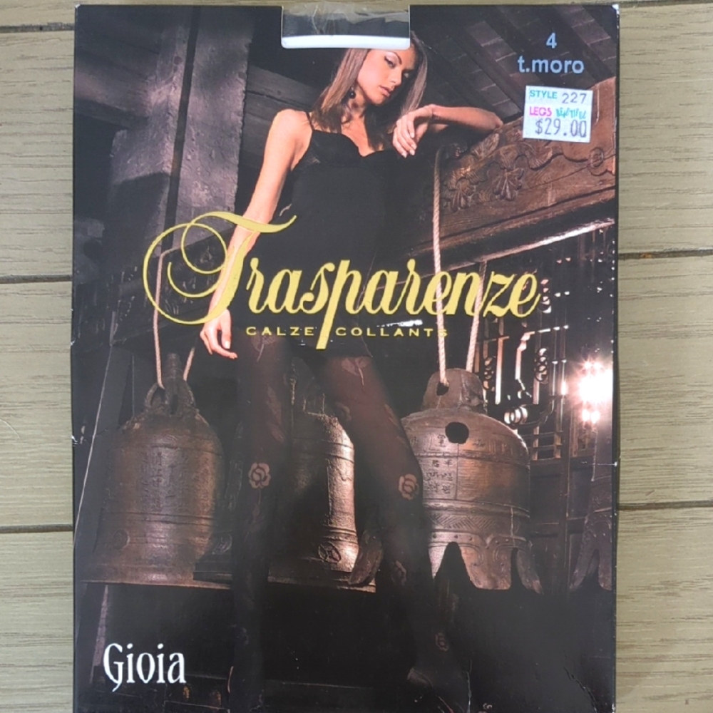 Calze Trasparenze Brown Floral Patterned Tights Size 4 NWT
